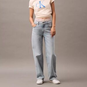 Calvin Klein 90s Light Wash Denim Straight Baggy Loose Vintage Fit Jeans 28